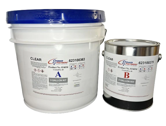 Crown Polymer 8340 CrownPro True Summer Polyaspartic Topcoat Coating Kit, Clear, 2-Part (3 Gallon)