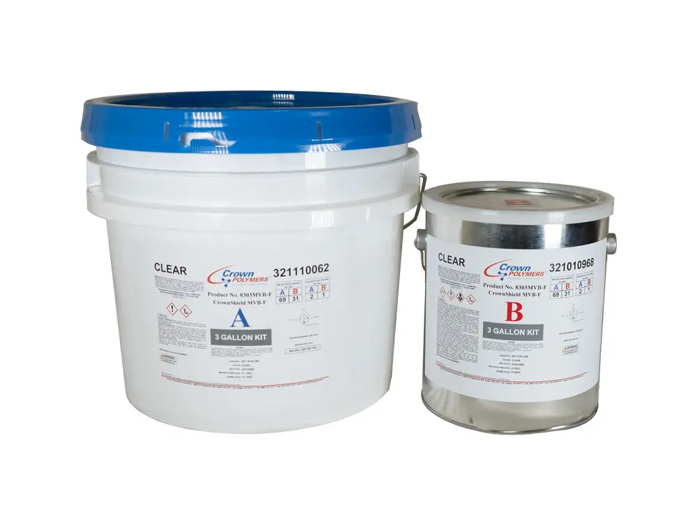 Crown Polymers 8303 CrownShield Moisture Vapor Barrier Epoxy Coating, Non-Pigmented, 2-Part (3 Gallon)