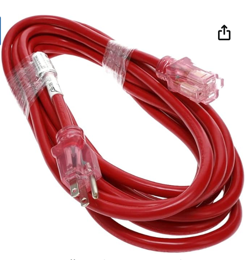 [LM123-100-RD] 100' 12/3 SJTW Red Lighted Female